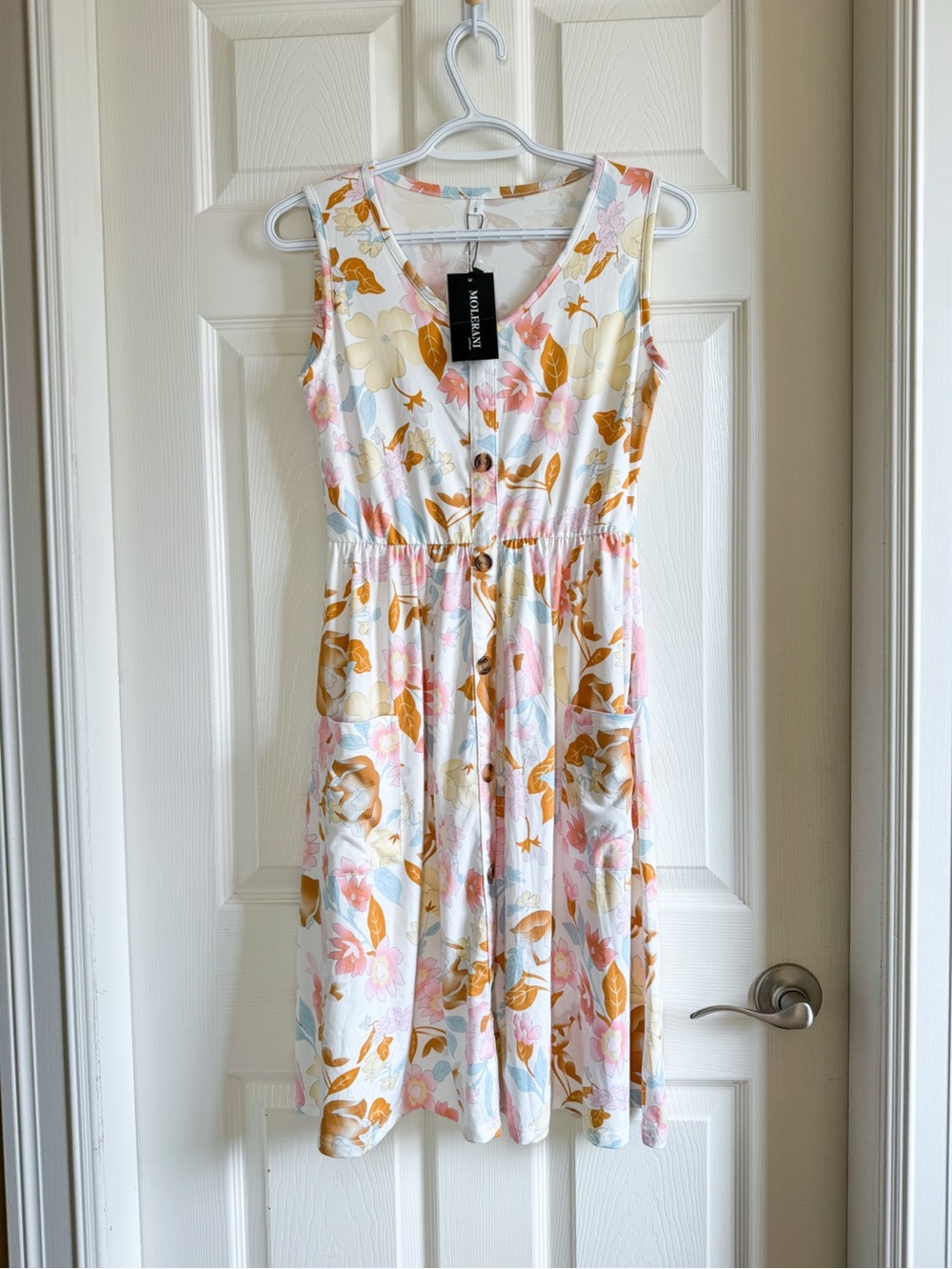 NWT MOLERANI Floral Summer Sundress Sleeveless Button Down Pockets Small